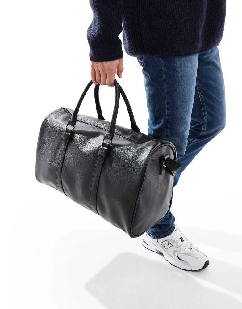 French Connection Mens French Connection faux leather holdall bag in black 1