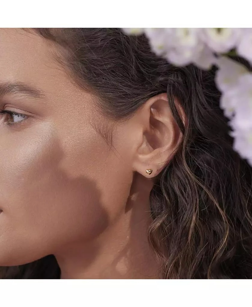 Bearfruit Jewelry 14k Gold Plated Mini Puffed Heart Stud Earrings Minimalist Love 2