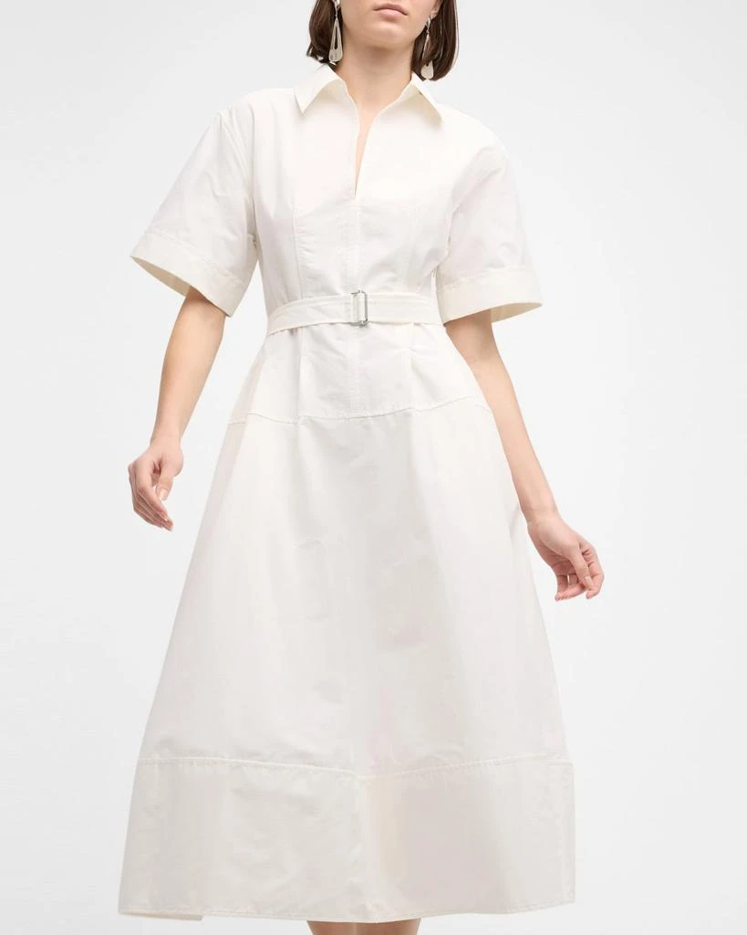 SIMKHAI Deanna Belted Poplin Short-Sleeve Midi Shirtdress 7