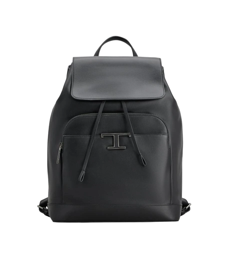 Tod
s Calfskin Leather Backpack With Subtle Logo Detail