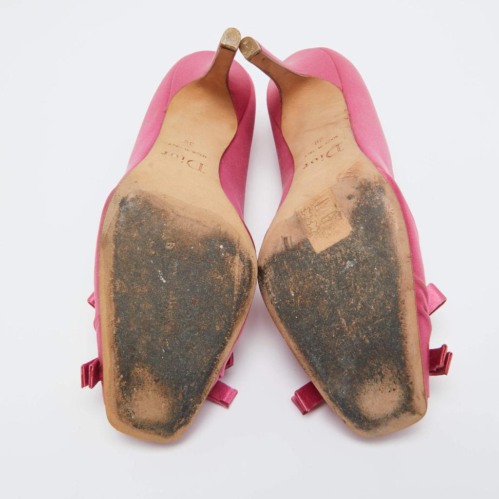 Shop Dior Pink Satin Crystal Embellished Bow Pumps Size 36 on Sale