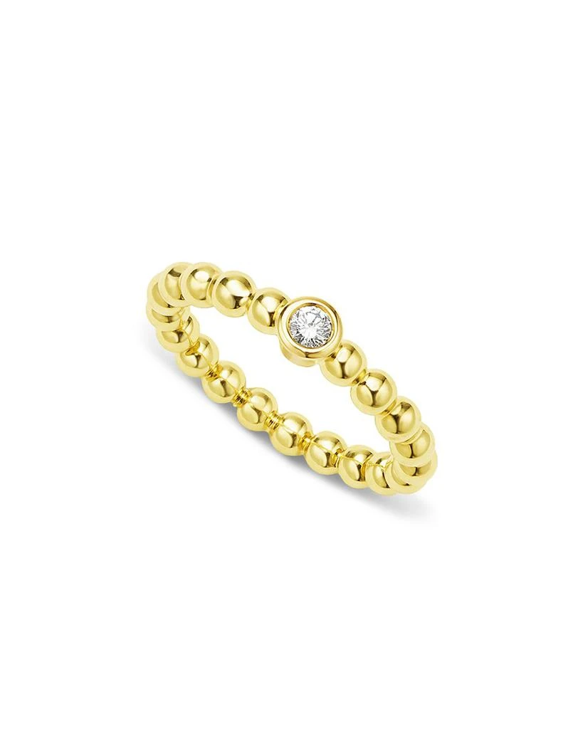 LAGOS 18K Yellow Gold Caviar Gold Diamond Bezel Bead Stacking Ring 1