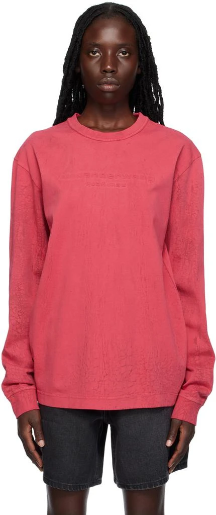 Alexander Wang Red Overdyed Long Sleeve T-Shirt 1