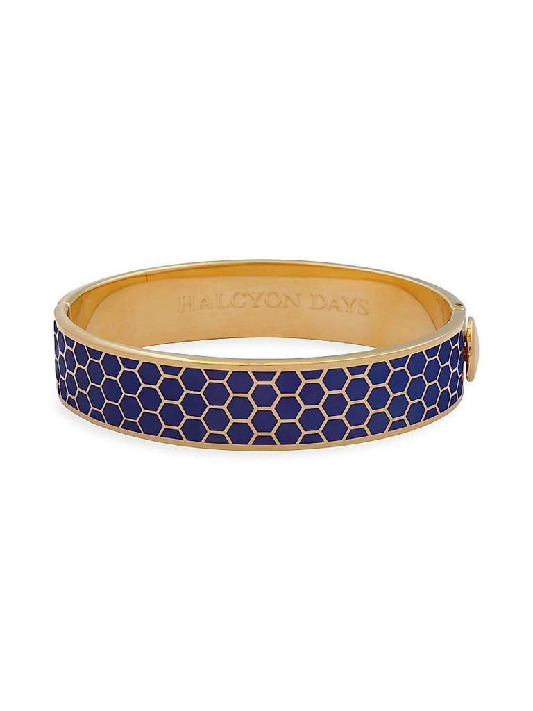 Halcyon Days Honeycomb 18K Gold-Plated Hinged Bangle Bracelet 1