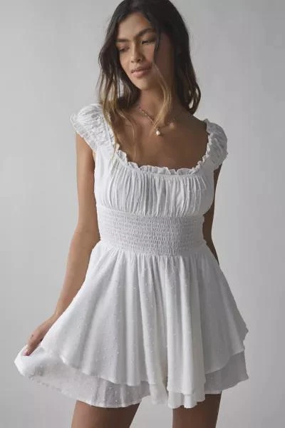 Urban Outfitters UO Rosie Smocked Tiered Ruffle Romper 1