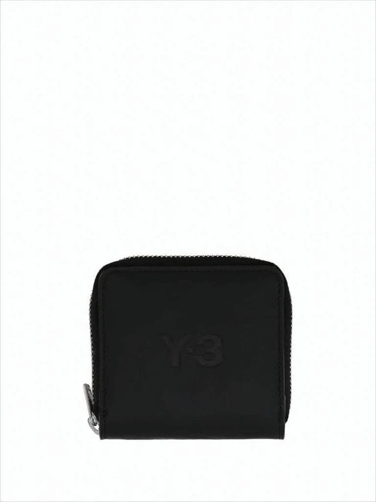 Y-3 Black Cowhide Compact Wallet With Zip-Around Closure 1