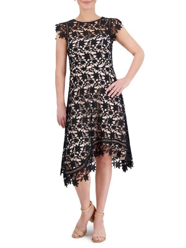Eliza J Asymmetric Lace Mididress 1