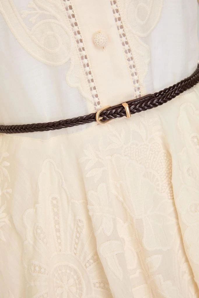Zimmermann Belted embroidered linen-gauze mini dress 4