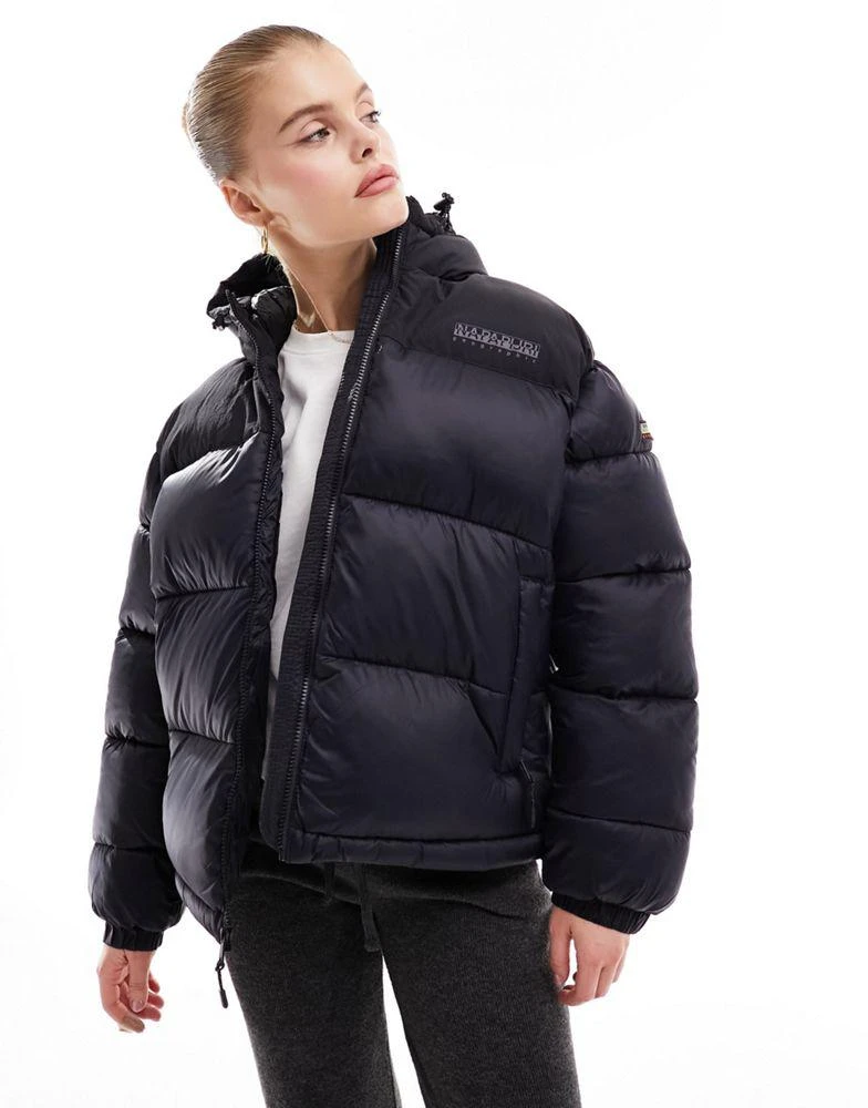 NAPAPIJRI Napapijri Hornelen hooded puffer jacket in black 1
