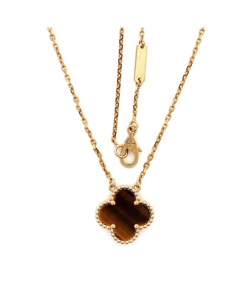 Pre-Owned Van Cleef 
Arpels Vintage Alhambra Pendant Necklace 18K Gold and Tiger Eye, 16.5" 4