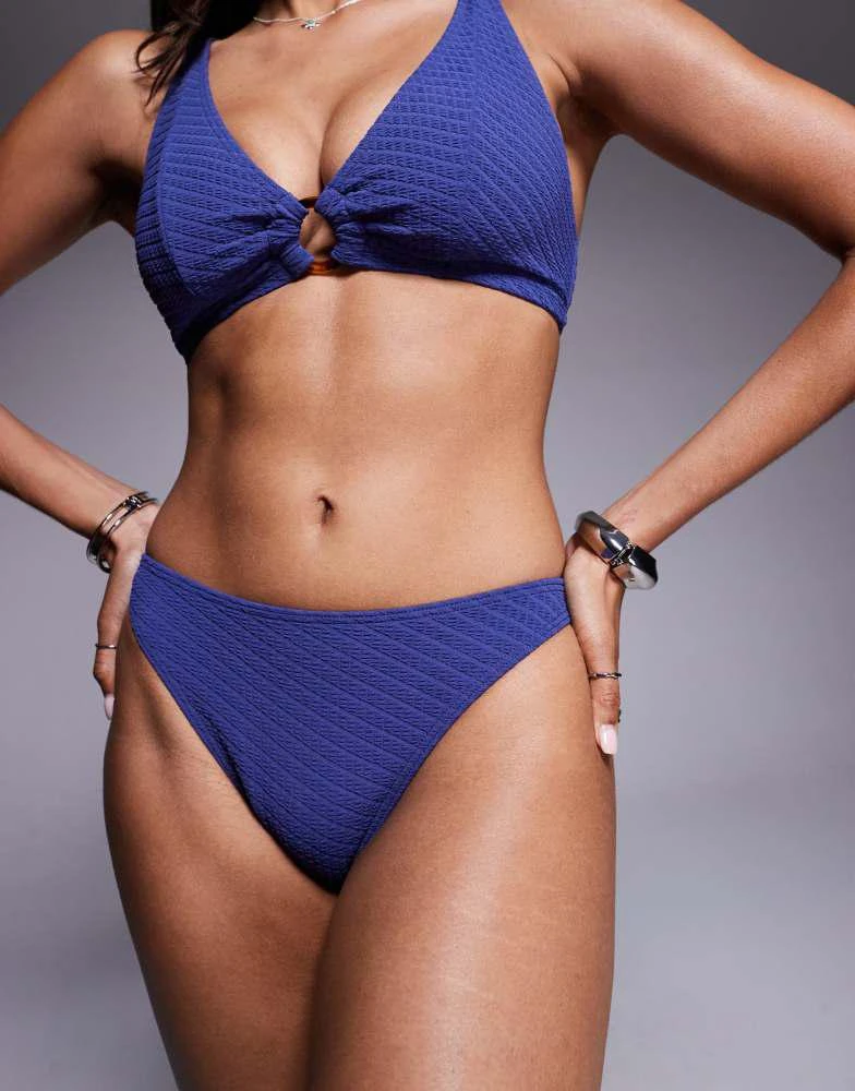 Wolf & Whistle Wolf & Whistle textured bikini bottom in blue 4