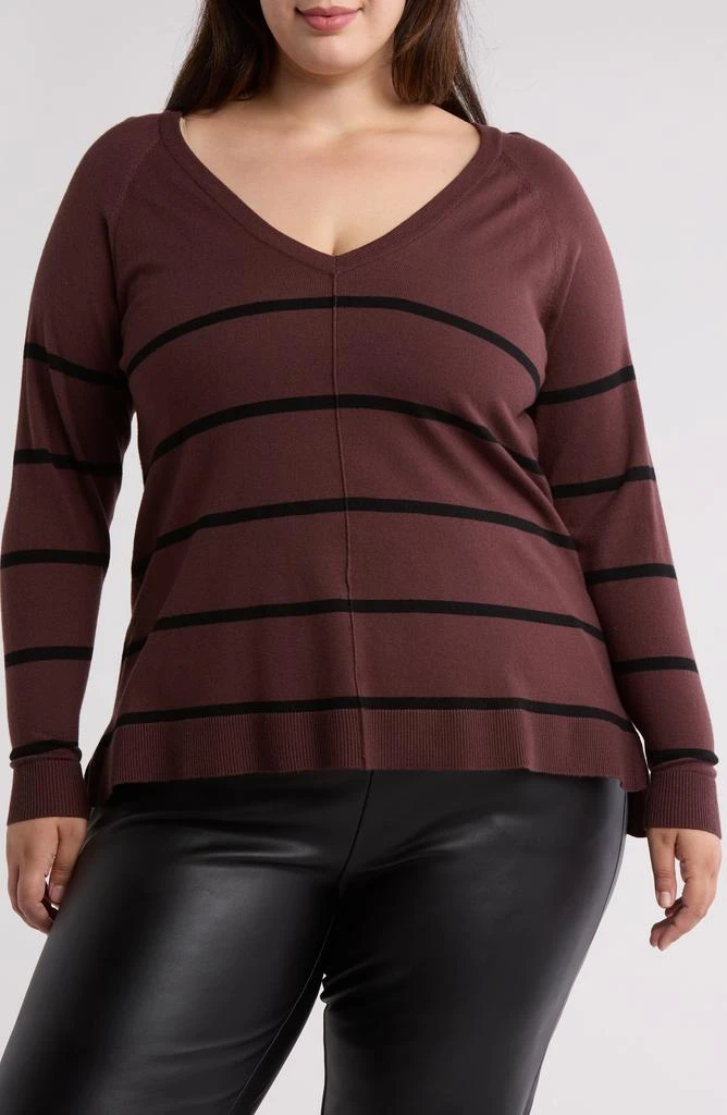 Bobeau V-Neck Exposed Seam Sweater 1