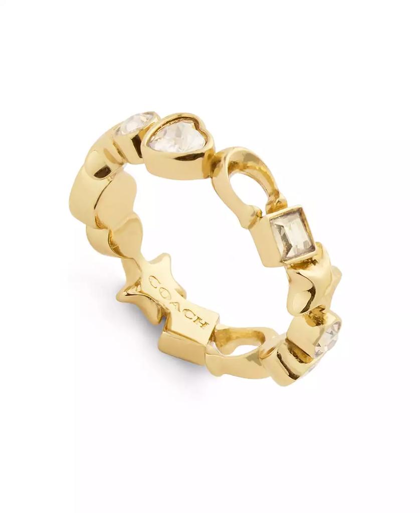 Coach Faux Stone Signature Mixed Charm Band Ring