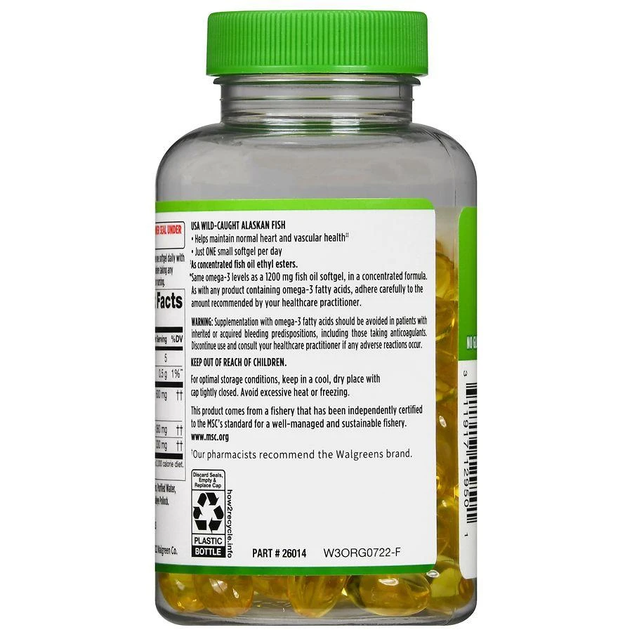Walgreens Wild-Caught Alaskan Half-the-Size Fish Oil with Omega-3 1200 mg Softgels 4