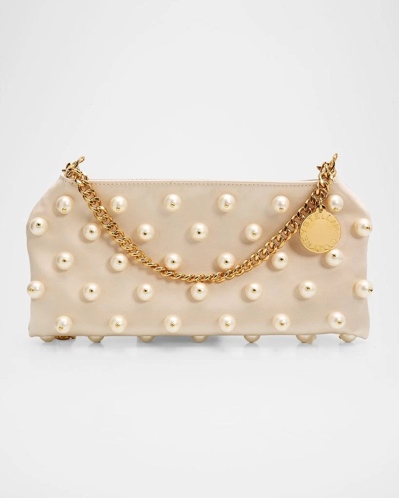 Stella McCartney Falabella Mini Pearly-Embellished Satin Clutch Bag