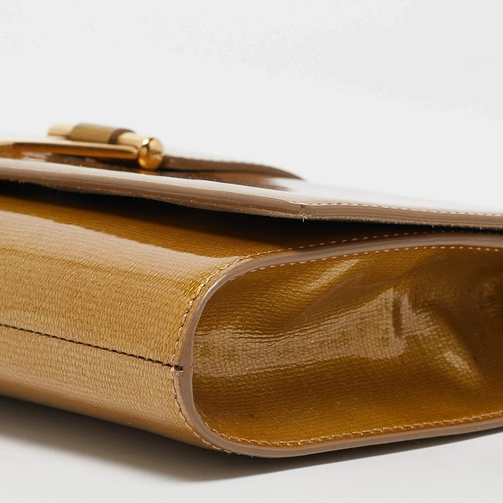 Yves Saint Laurent Yves Saint Laurent Gold Patent Leather Y-Ligne Flap Clutch 15