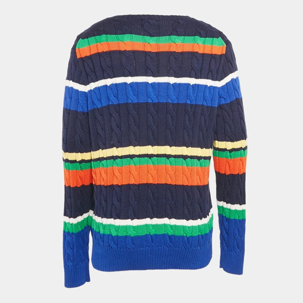Ralph Lauren Polo Ralph Lauren Blue Striped Cable Knit Sweater L 2