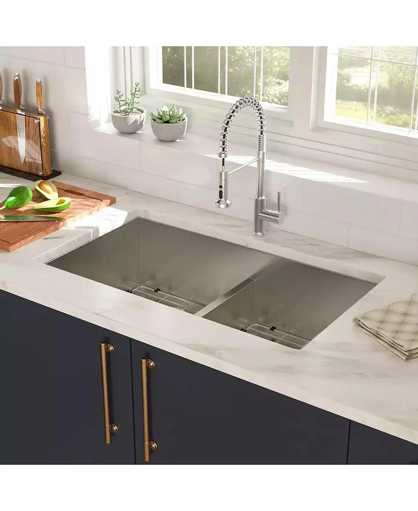 Flynama 33x19x10inch Double Bowl Undermount Kitchen Sink Stainless Steel 16 Gauge 50 50 Split 8