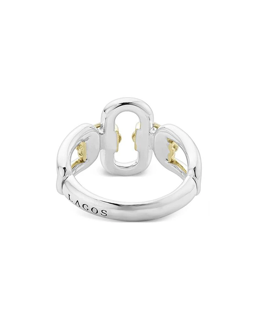LAGOS 18K Yellow 
Sterling Silver Signature Caviar Oval Link Ring 4