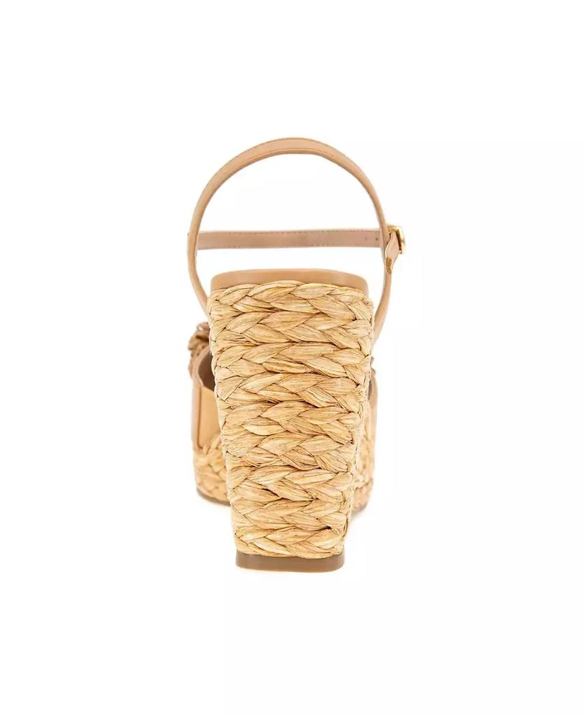 BCBG Women's Erika Raffia Flower Wedge Sandals 3