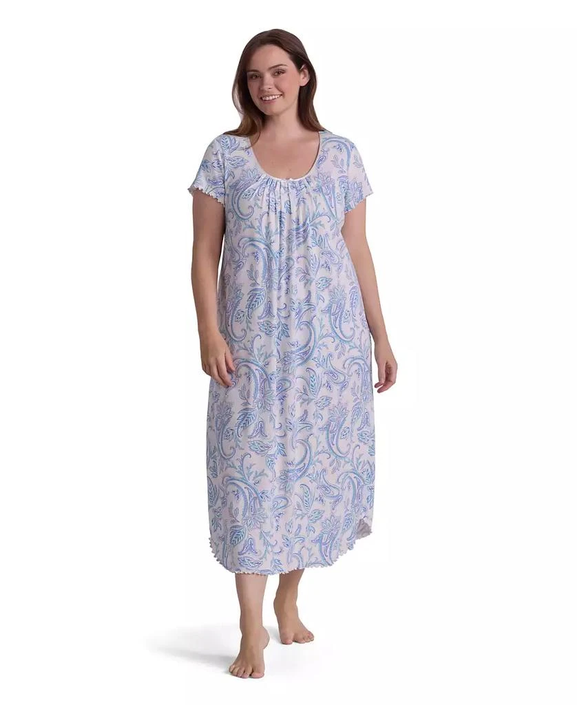 Miss Elaine Plus Size Round Neck Printed Sleepwear Nightgown