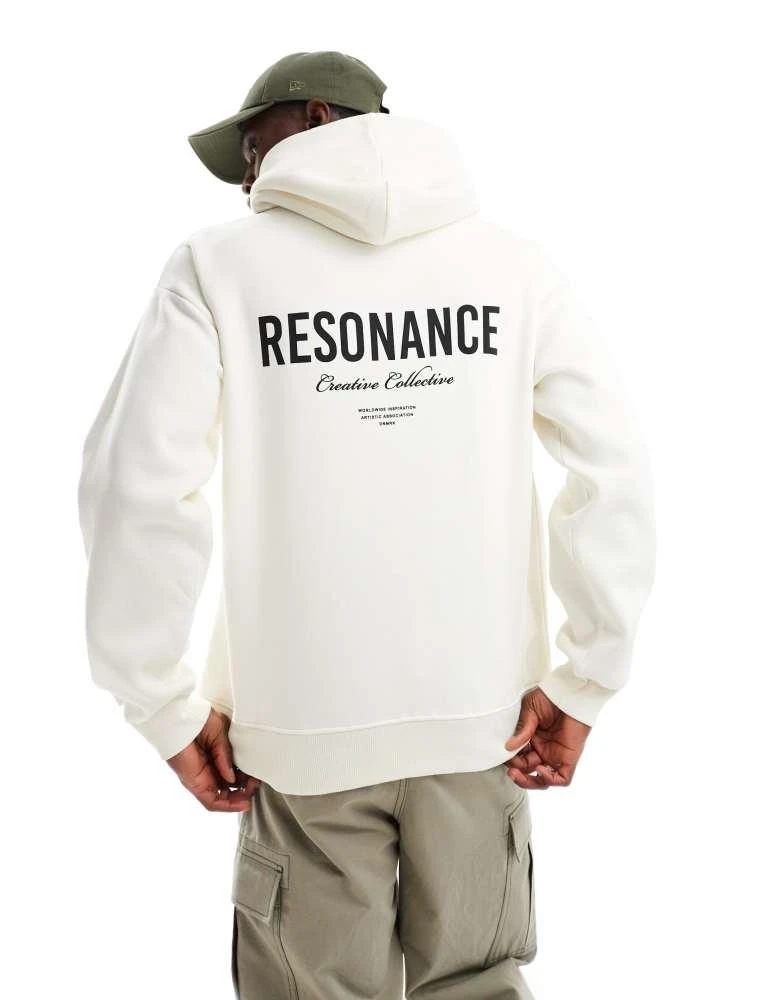 Selected Homme Selected Homme oversized hoodie in cream with text backprint 2