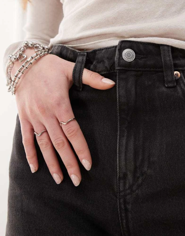 Weekday Weekday Eya high waisted denim shorts in tuned black exclusive to ASOS 3