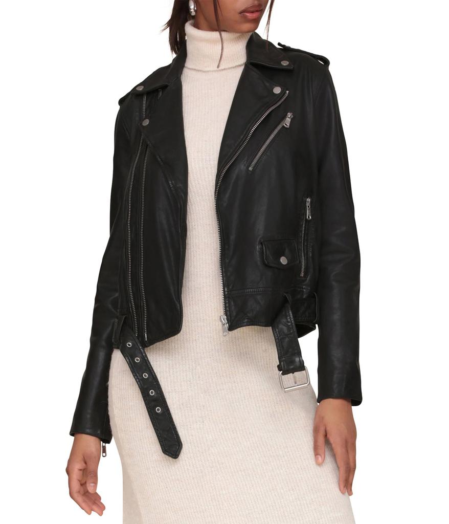 Avec Les Filles Genuine Leather Relaxed Biker Jacket