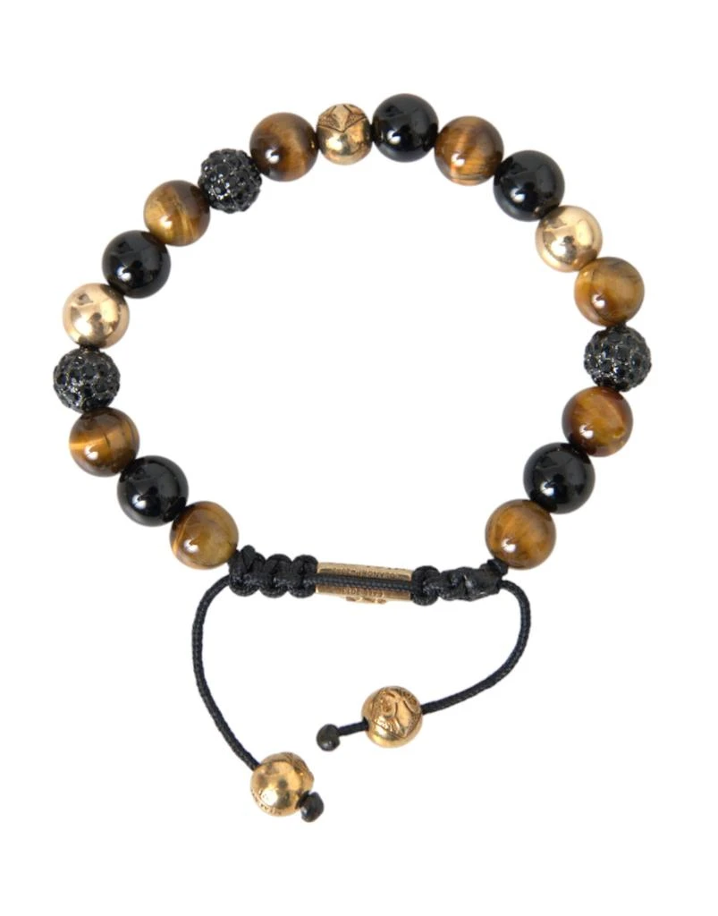 Nialaya CZ Ball Tiger Eye Stone  Beaded Men Men's Bracelet 5