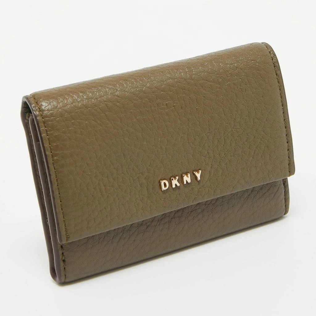 DKNY DKNY Olive Green Leather Flap Compact Wallet 2