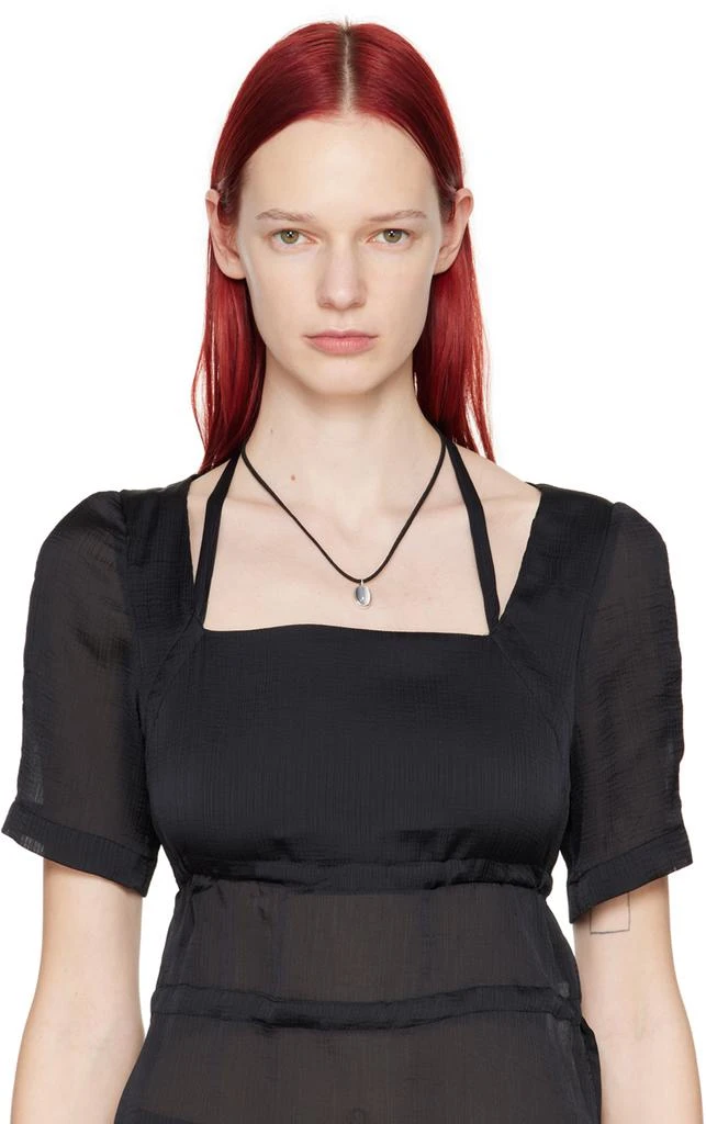 Youth Black Gemstone Leather Strap Necklace 2