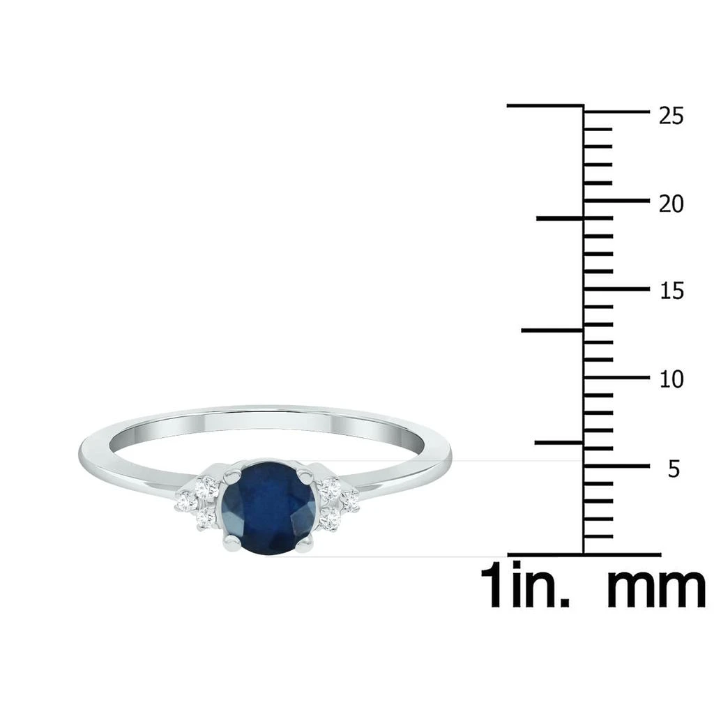 SSELECTS Women's Sapphire And Diamond Half Moon Ring In 10K White Gold 5