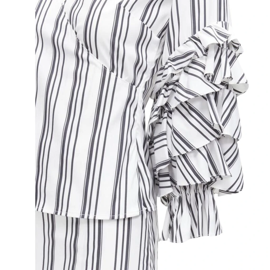 CAROLINE CONSTAS ruffled stripes wrap top high low skirt set 2