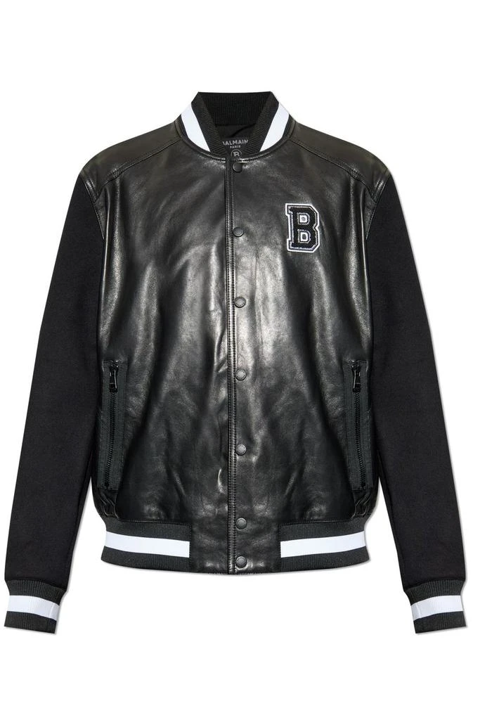 Balmain Balmain Varsity Leather Bomber Jacket from Cettire
