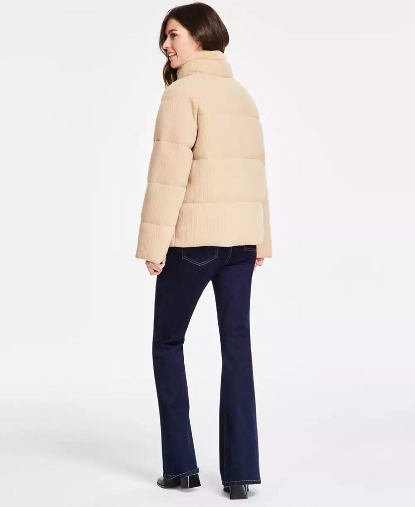 Tahari Women's Knit Faux-Fur-Collar Puffer Coat