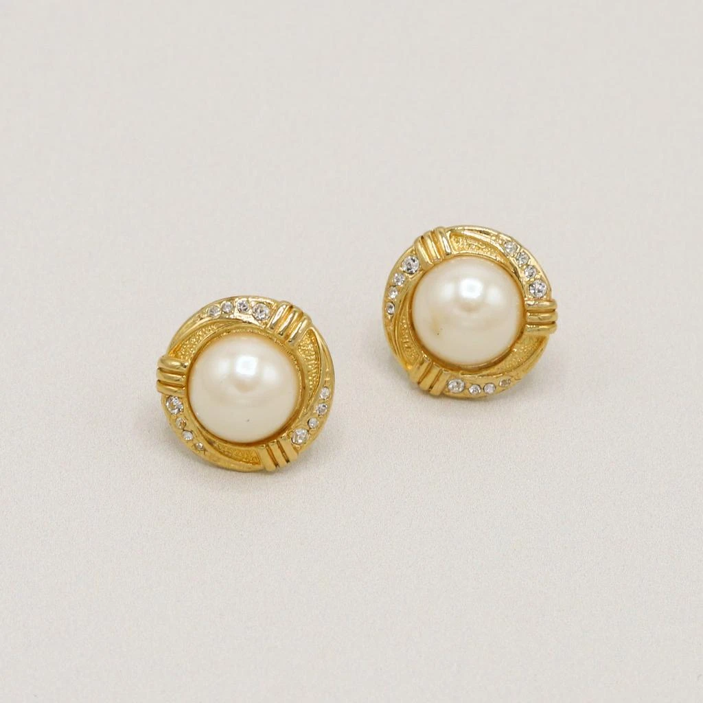 Orelia Vintage Vintage Textured Pearl & Crystal Twist Stud Earrings 1