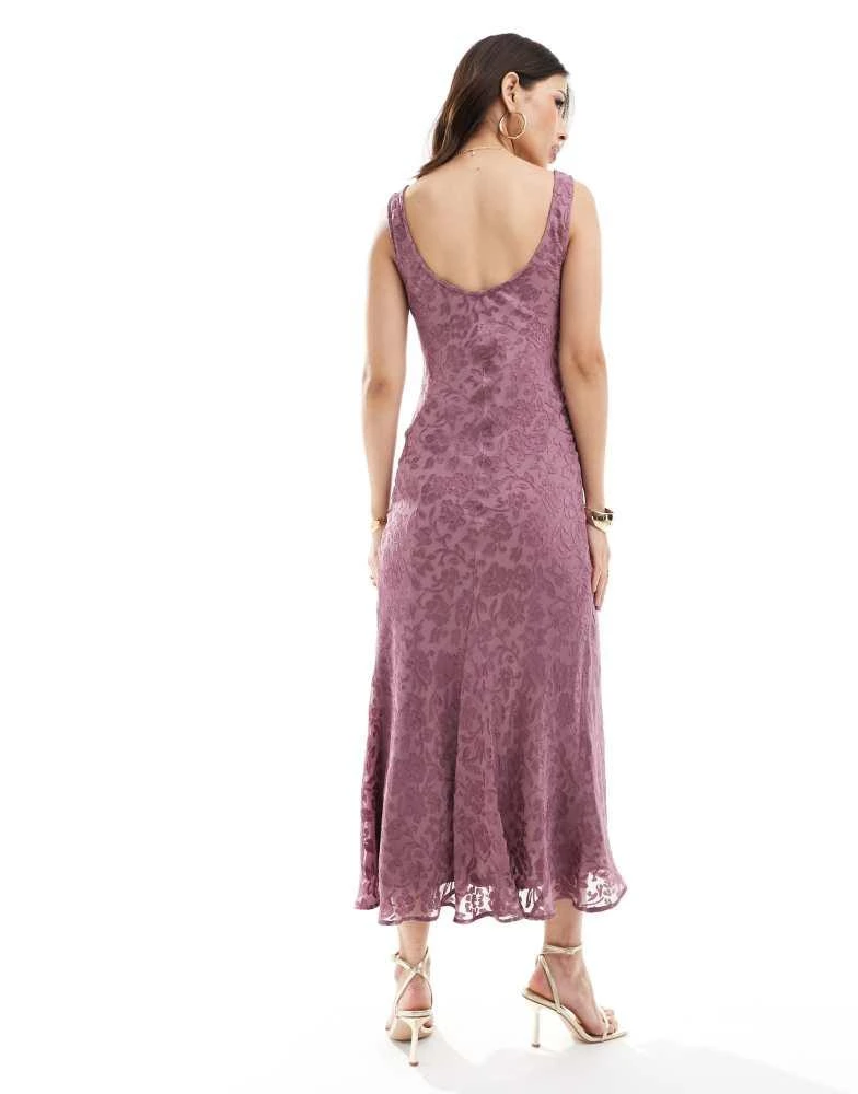 ASOS ASOS DESIGN burnout chiffon scoop neck midi slip dress in nostalgia rose 4