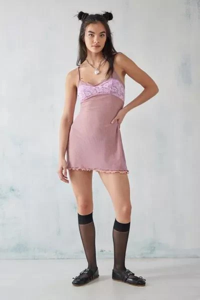 Urban Outfitters UO Pink Mya Mesh & Lace Slip Dress 2
