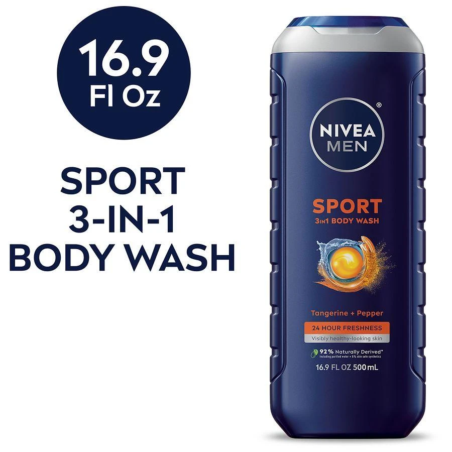Nivea Men Sport 3-in-1 Body Wash With Revitalizing Minerals Tangerine 
Pepper 3