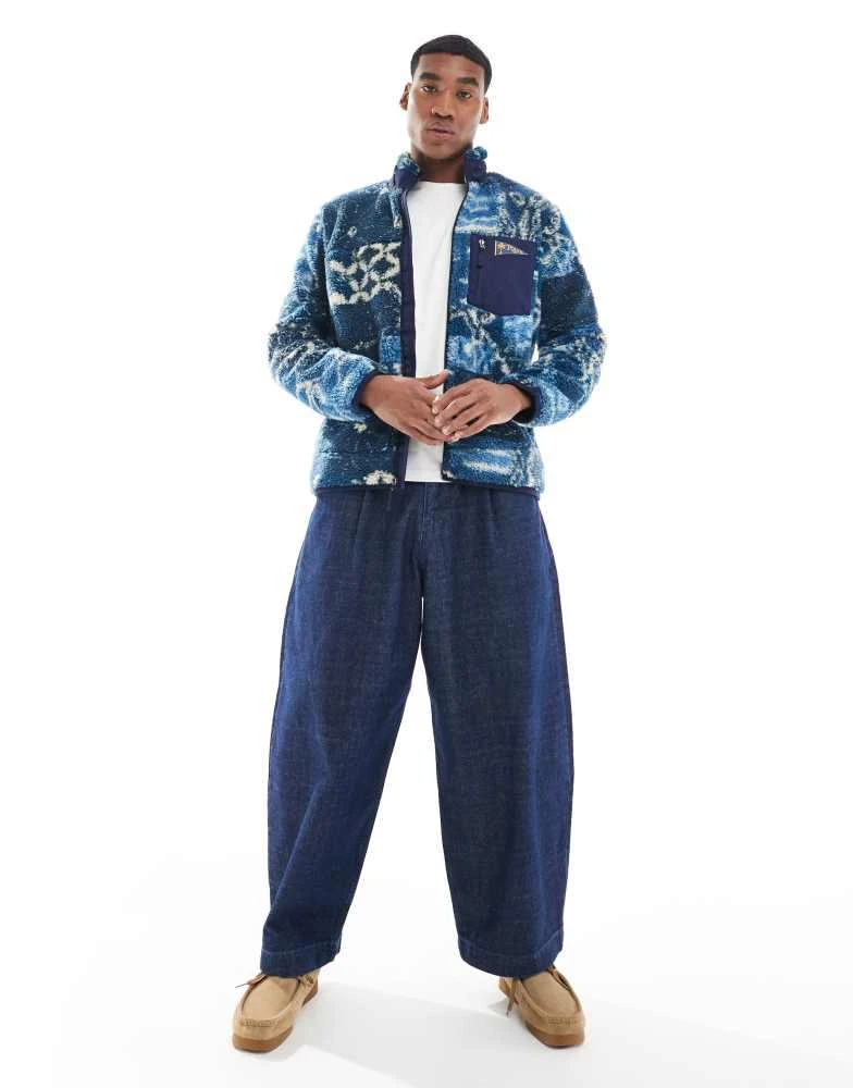 Ralph Lauren Polo Ralph Lauren indigo shibori print borg half zip sweatshirt in dark blue 3