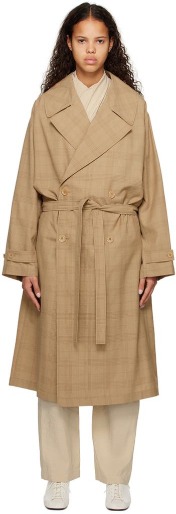 Lemaire Beige Double-Breasted Trench Coat
