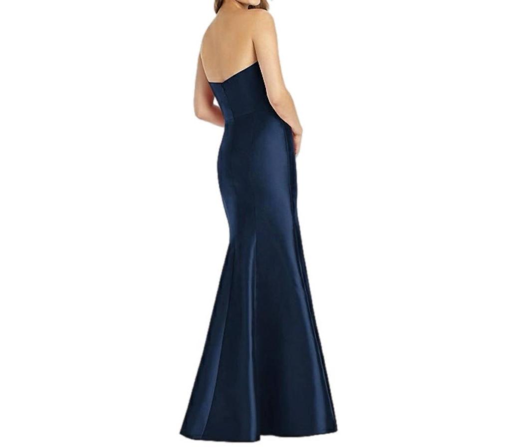 Alfred Sung Alfred Sung - Strapless Satin Slit Trumpet Gown