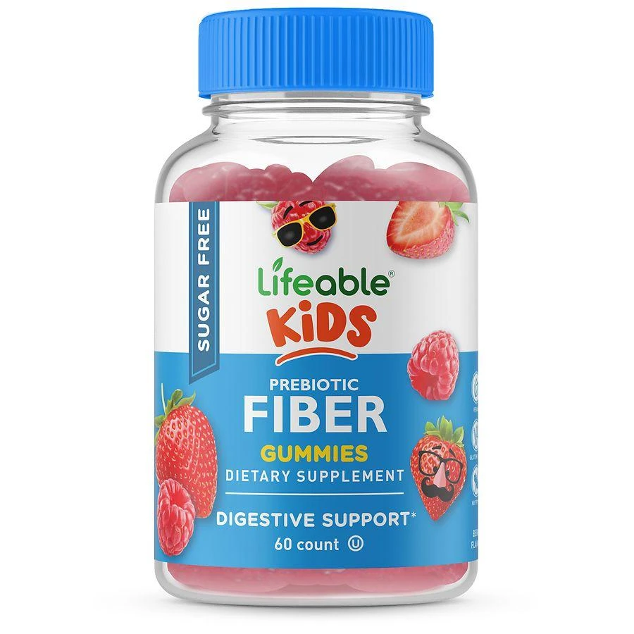 Lifeable Kids Sugar Free Prebiotic Fiber Digestive Support Gummies Berry