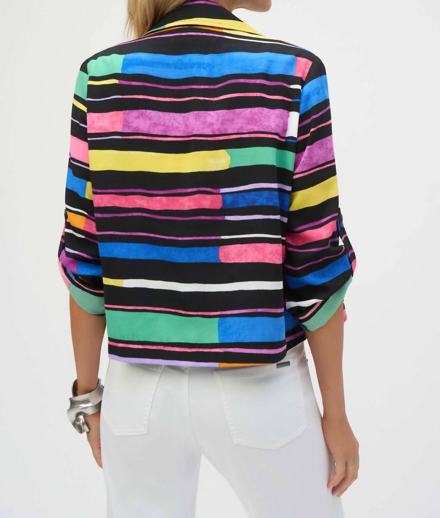 JOSEPH RIBKOFF Joseph Ribkoff - Striped Short Sleeve Boxy Blazer
