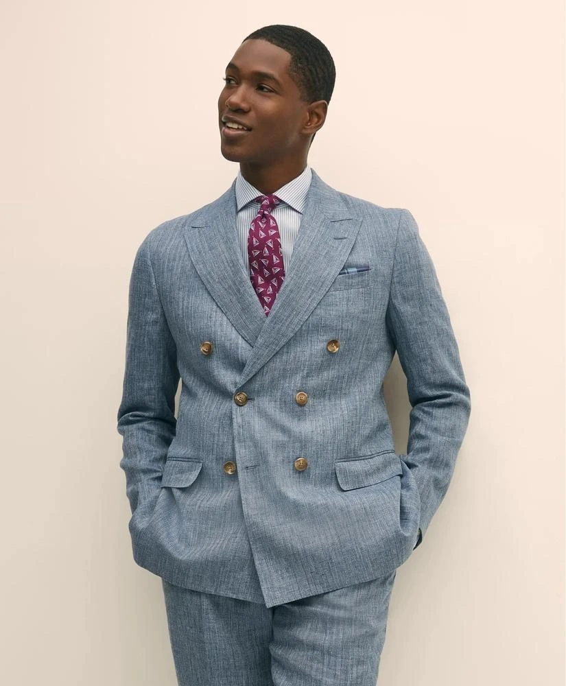 Brooks Brothers Classic Fit Herringbone Linen Suit Jacket 1