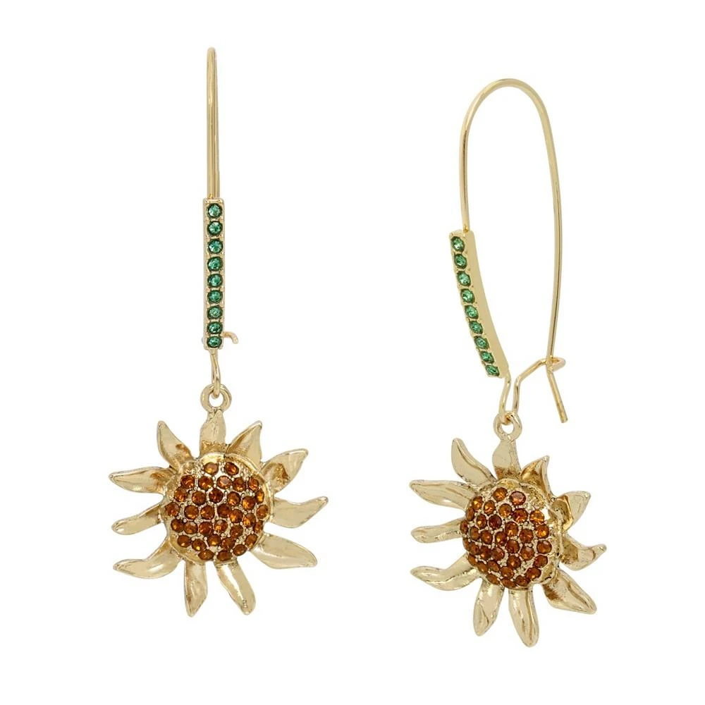 Betsey Johnson Faux Stone Sunflower Dangle Earrings 1