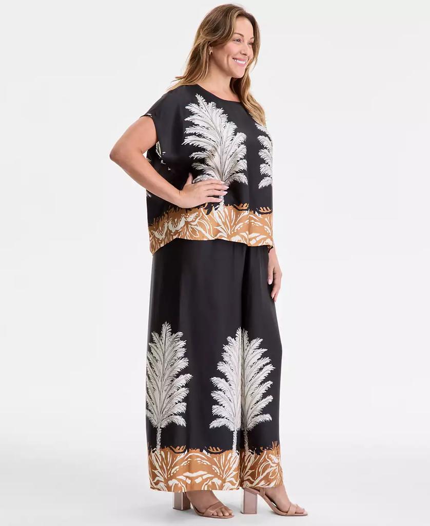 Vince Camuto Plus Size Printed Pull-On Wide-Leg Pants