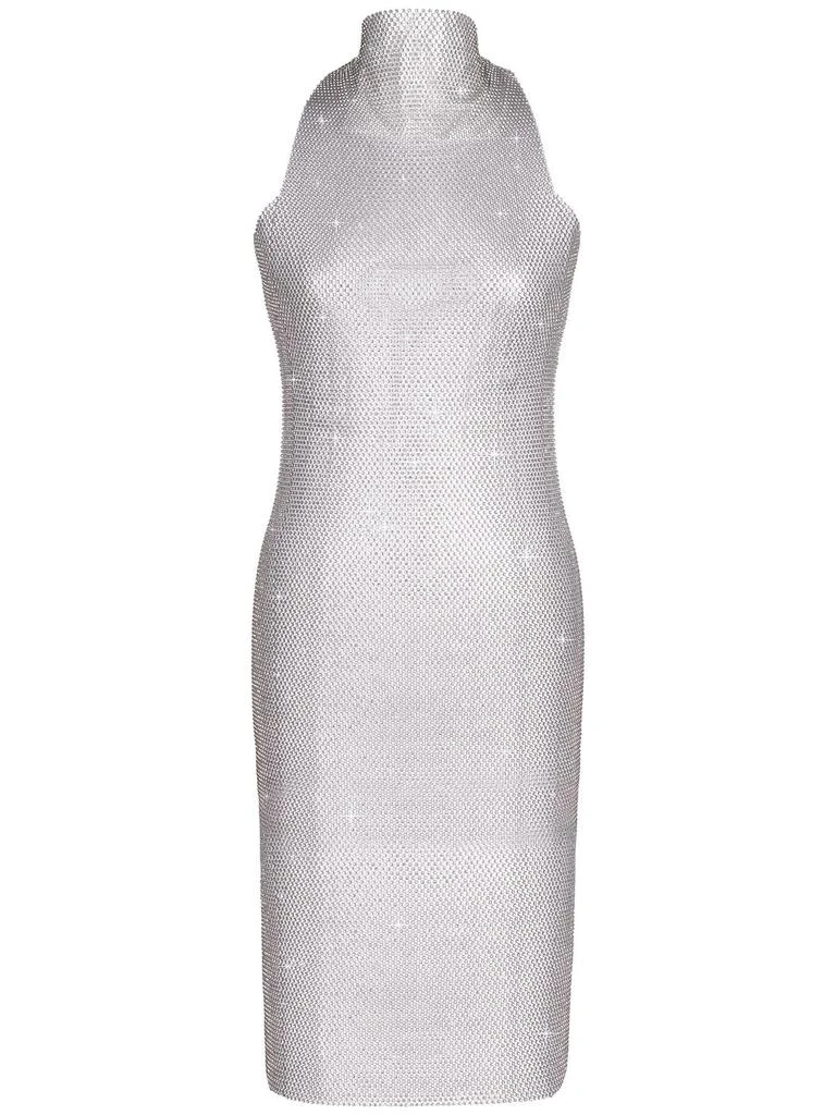 FANNIE SCHIAVONI Vanessa Crystal Mesh Midi Dress 5