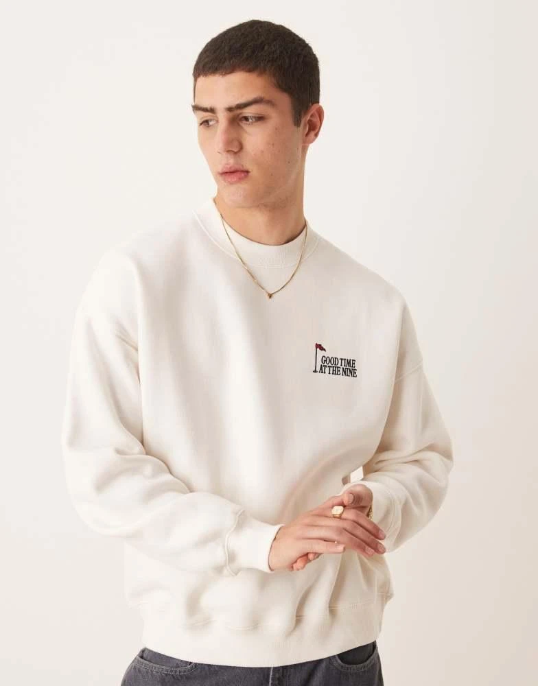 Abercrombie & Fitch Abercrombie & Fitch golf motif back sweat top in white 3
