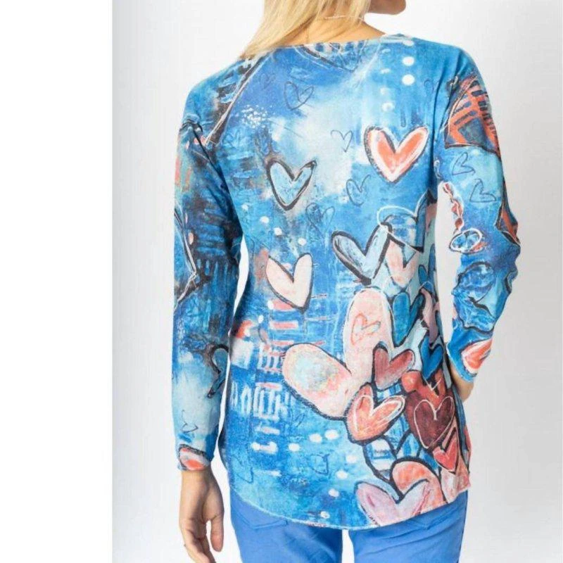 Look Mode USA Heart Abstract Print Top ONE SIZE ONLY 2